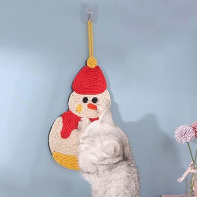 KPYTE Arbre à chat en sisal naturel en forme de bonhomme de neige