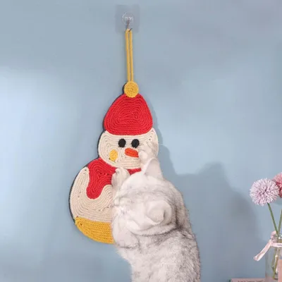 KPYTE Árbol rascador para gatos de sisal natural con forma de muñeco nieve