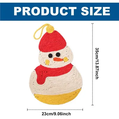 KPYTE Árbol rascador para gatos de sisal natural con forma de muñeco nieve