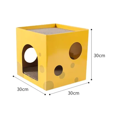 KPYTE Caja de queso, rascador para gatos, casa de cartón