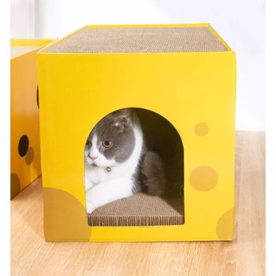 KPYTE Boîte à fromages, griffoir pour chat, maison en carton