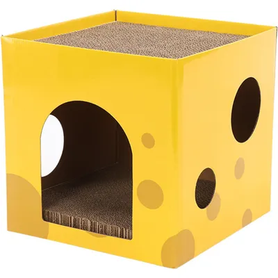 KPYTE Boîte à fromages, griffoir pour chat, maison en carton