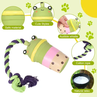 KPYTE Jouet pour chien en latex avec tasse de thé au lait et corde