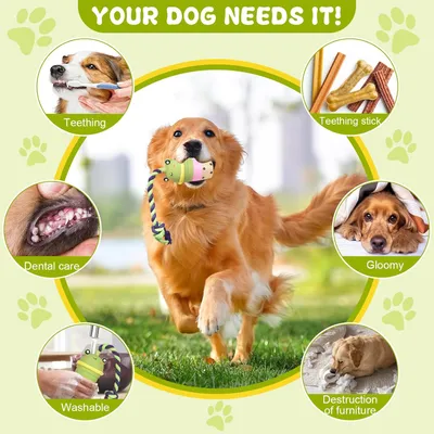 KPYTE Jouet pour chien en latex avec tasse de thé au lait et corde