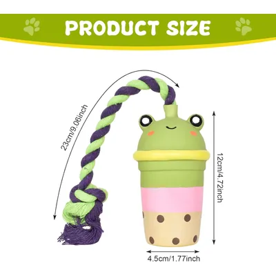 KPYTE Jouet pour chien en latex avec tasse de thé au lait et corde