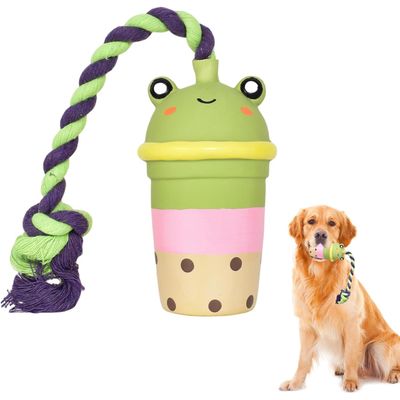 KPYTE Jouet pour chien en latex avec tasse de thé au lait et corde