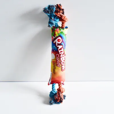 Jouet sonore à mâcher pour chien - bonbons arc-en-ciel