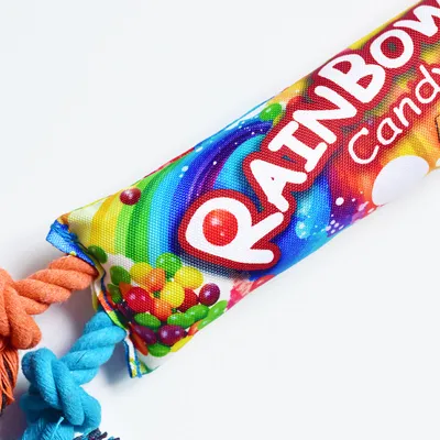 Jouet sonore à mâcher pour chien - bonbons arc-en-ciel