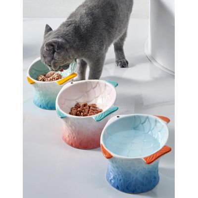 KPYTE Bol incliné en céramique pour chat