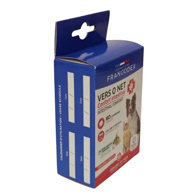 Vers O Net 60 comprimés Confort Intestinal Pour chiens et Chats Vers O Net 60 comprimés Confort Intestinal Pour chiens et Chats