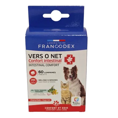 Vers O Net 60 comprimés Confort Intestinal Pour chiens et Chats