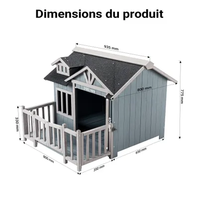 Wiltec Niche de chien Maison de luxe XL – Couleur grise – 935 x 1050 x 775 Wiltec Niche de chien Maison de luxe XL – Couleur grise – 935 x 1050 x 775