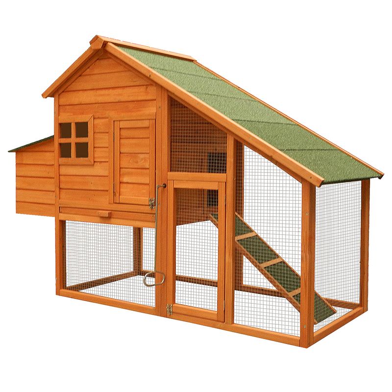 Wiltec Poulailler avec Nichoir et Enclos – 1720 x 660 x 1200 mm – en Bois s