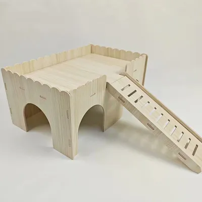 Maisonnette en bois pour hamster avec escalier en forme de grotte