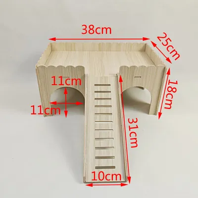 Maisonnette en bois pour hamster avec escalier en forme de grotte