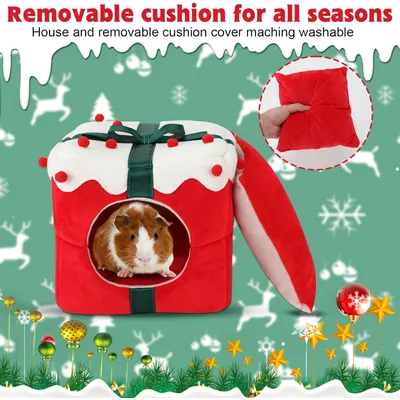 Qinhul Maison de Noël en peluche pour chat et chien