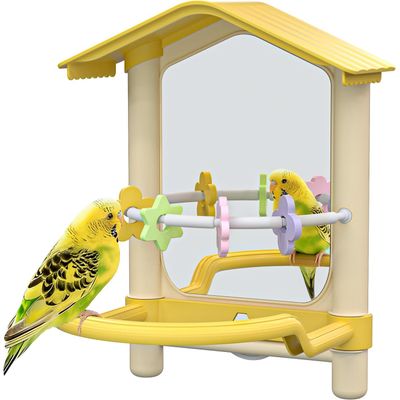 Miroir oiseau avec support perchoir