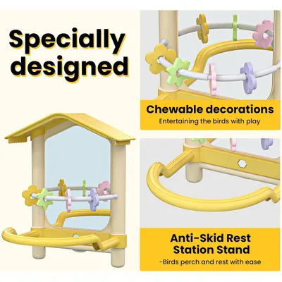 Miroir oiseau avec support perchoir