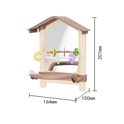 Miroir oiseau avec support perchoir
