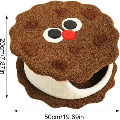 Qinhul Lit pour chat et chien au design biscuit