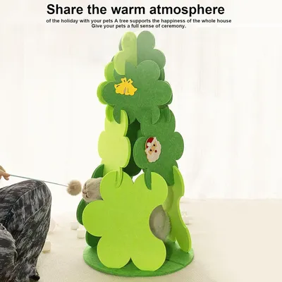 Qinhul Lit pour chat en feutre en forme de sapin de Noël