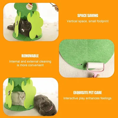 Qinhul Lit pour chat en feutre en forme de sapin de Noël