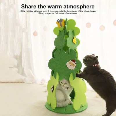 Qinhul Lit pour chat en feutre en forme de sapin de Noël