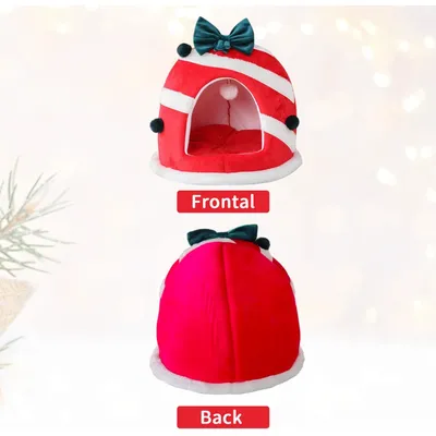 Qinhul Maison de Noël en peluche pour chat et chien