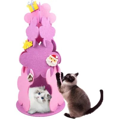 Qinhul Lit pour chat en feutre en forme de sapin de Noël