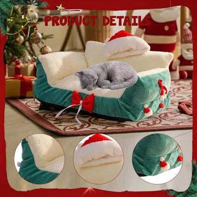 KPYTE Lit de Noël chaud et moelleux pour chat