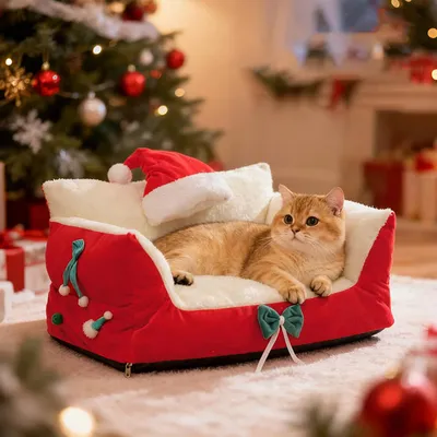 KPYTE Lit de Noël chaud et moelleux pour chat