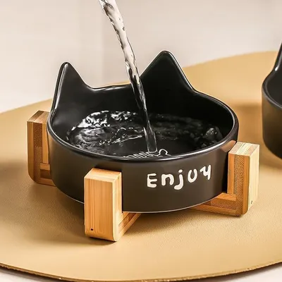 Gamelles en céramique pour animaux de compagnie avec support, rose