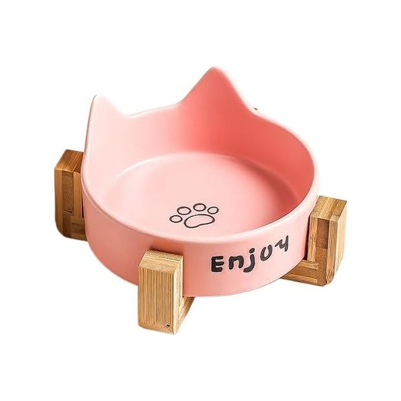Gamelles en céramique pour animaux de compagnie avec support, rose
