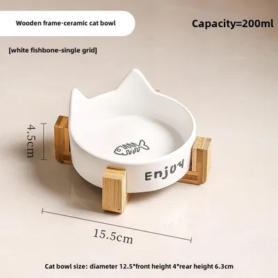 Gamelles en céramique pour animaux de compagnie avec support, blanc