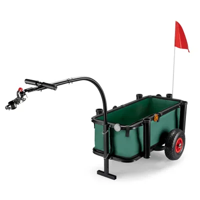 Chariot de pêche Vert Noir 1600 x 500 x 800 mm Charge 50 kg Remorque de Vél