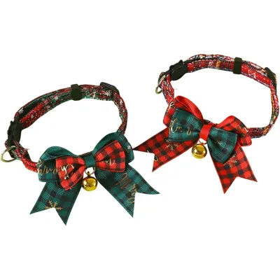 Qinhul Collier de Noël avec nœud pour chat Qinhul Collier de Noël avec nœud pour chat