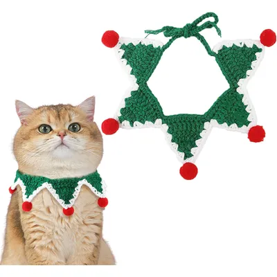 Qinhul Colliers écharpe de Noël pour chats et chiens Qinhul Colliers écharpe de Noël pour chats et chiens