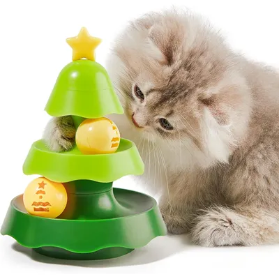 Qinhul Jouet pour chat en forme d'arbre de Noël