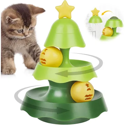 Qinhul Jouet pour chat en forme d'arbre de Noël