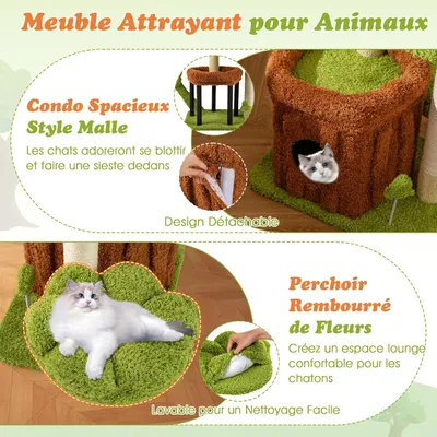 Giantex Arbre à Chat Multi-plateforme,Perchoir,Condo,Tableau de Grattage