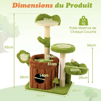 Giantex Arbre à Chat Multi-plateforme,Perchoir,Condo,Tableau de Grattage