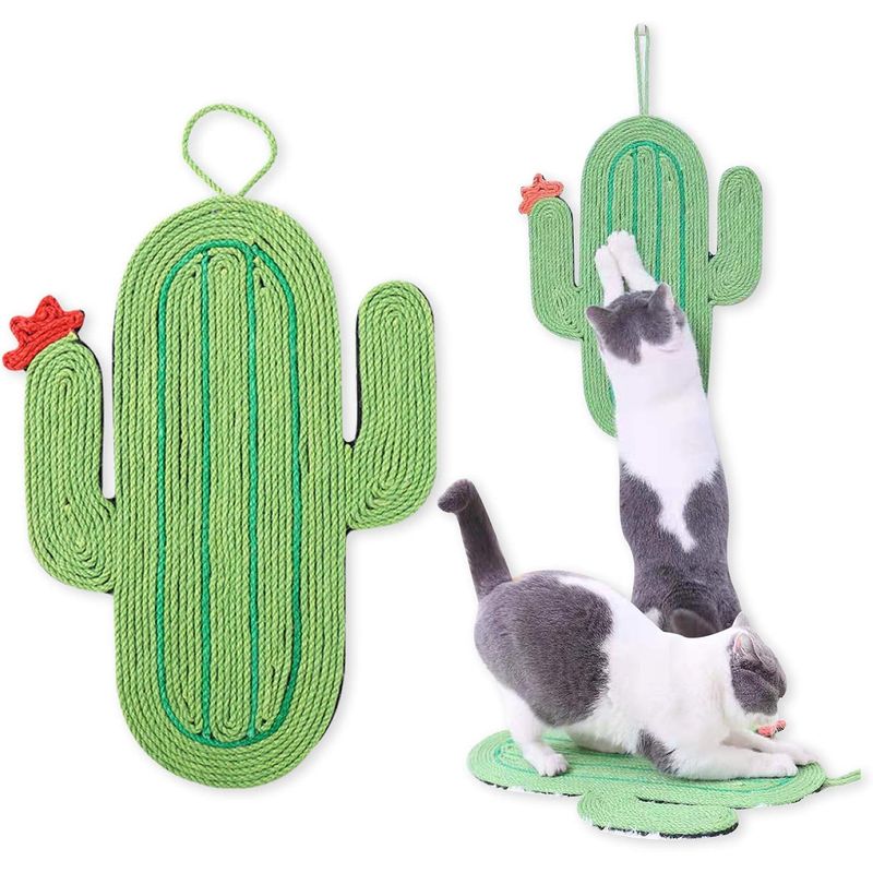 Qinhul Tapis à gratter pour chat en forme de cactus