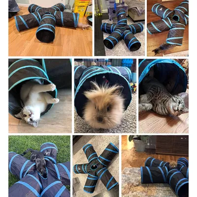 UAMLY Tunnel pliable pour animaux de compagnie à 5 trous