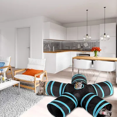 Tunnel pliable pour animaux de compagnie à 5 trous