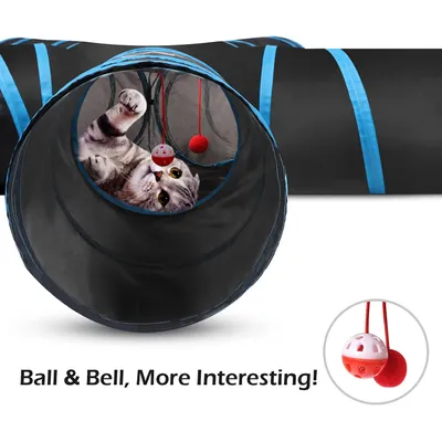 UAMLY Tunnel pliable pour animaux de compagnie à 5 trous