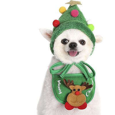 KPYTE Foulard et bonnet de Noël pour chien