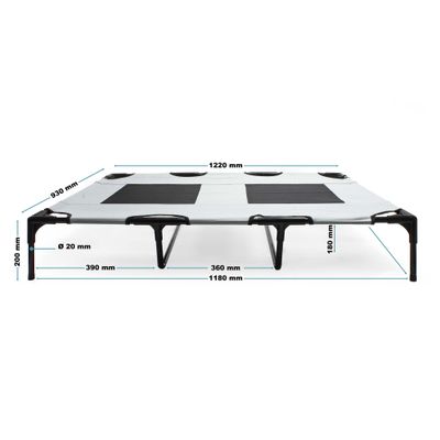 Wiltec Transat pour chiens et chats – couleur Grise – XL / 122 x 93 x 20 cm