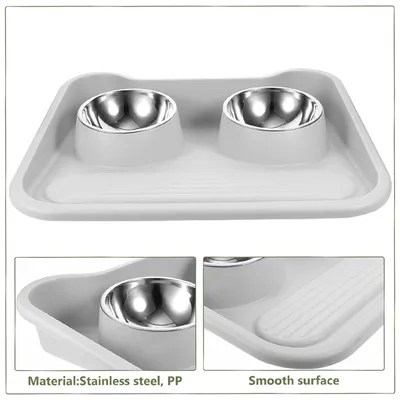 Ensemble de gamelles pour chien en acier inoxydable avec tapis antidérapant