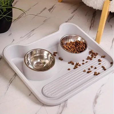 Ensemble de gamelles pour chien en acier inoxydable avec tapis antidérapant