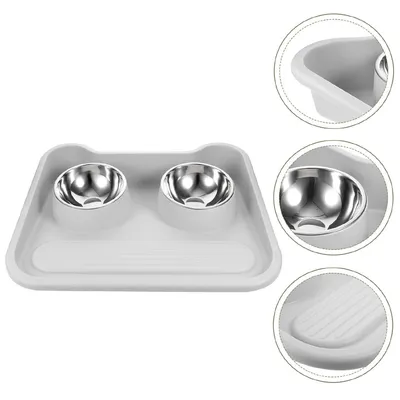 Ensemble de gamelles pour chien en acier inoxydable avec tapis antidérapant